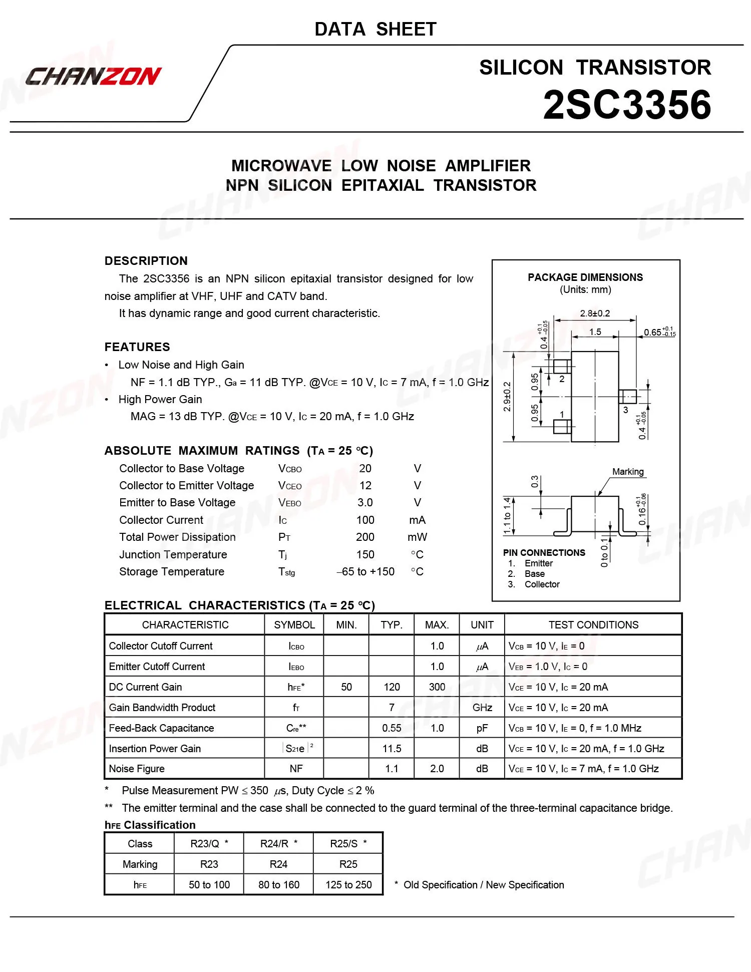 50 шт. 2SC3356 СОТ-23 SMD Силовые транзисторы NPN транзистор биполярный плоскостной триод