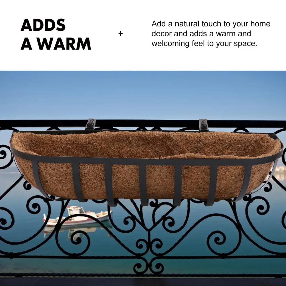 

1pc Coconut Palm Hanging Basket Iron Flower Container Decoration (Light Brown)