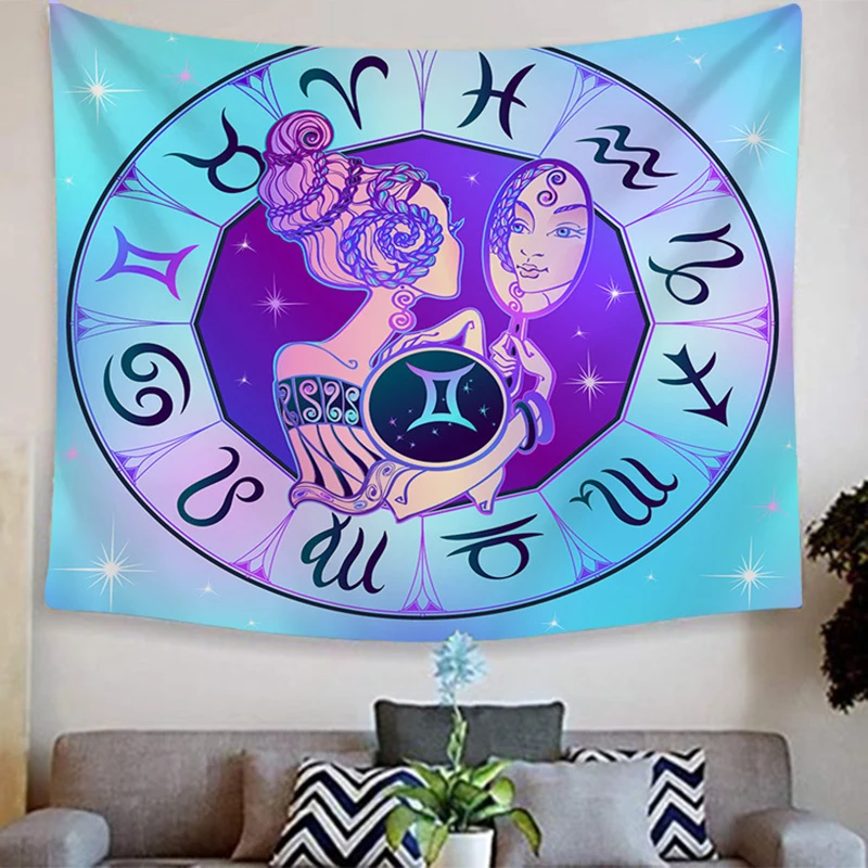 zodiac trippy tapestry bedroom tenture murale tapisserie home decor wall cloth | Дом и сад