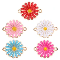 2418mm 5 colors enamel white color blue red flower connector for fashion bracelet anklet keychain diy jewelry making supplies