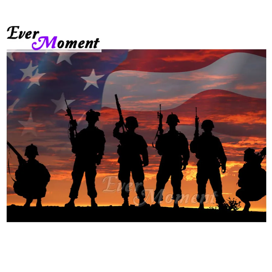 Когда-нибудь момент алмазов картина с американским флагом солдат произведение