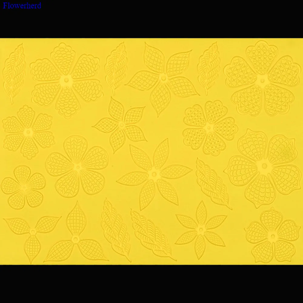 Пятипестковые цветы листья кружевной коврик силиконовая форма для помадки торта