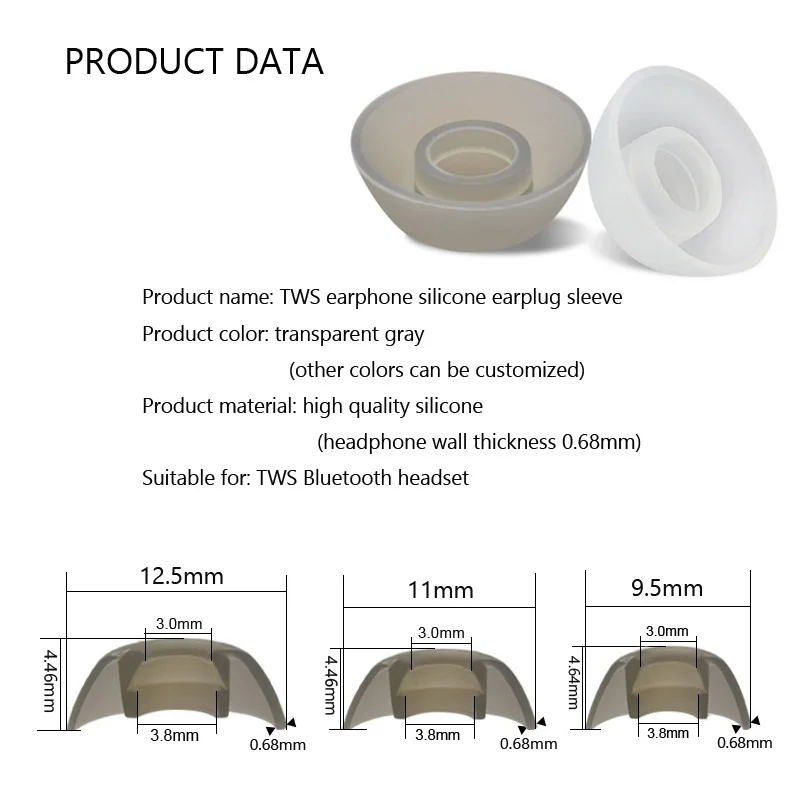 6 шт. Мягкие силиконовые сменные вкладыши 3 0 мм (LMS) для TWS True Wireless On-Ear Bluetooth