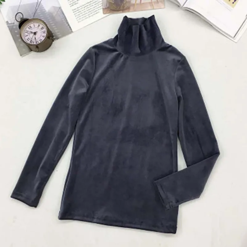 Женская водолазка с длинным рукавом теплая плотная бархатная Однотонная