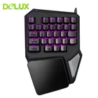 Проводная игровая клавиатура Delux T9 Pro для одной руки, 29 клавиш Светодиодный светодиодная подсветка, профессиональная геймерская эргономичная мини-клавиатура для Overwatch, LOL