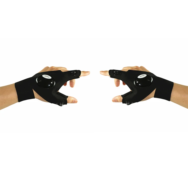 

1Pair Outdoor Fishing Magic Strap Fingerless Gloves LED Flashlight Torch Cover Survival Camping Hiking Cycling Rescue Tool