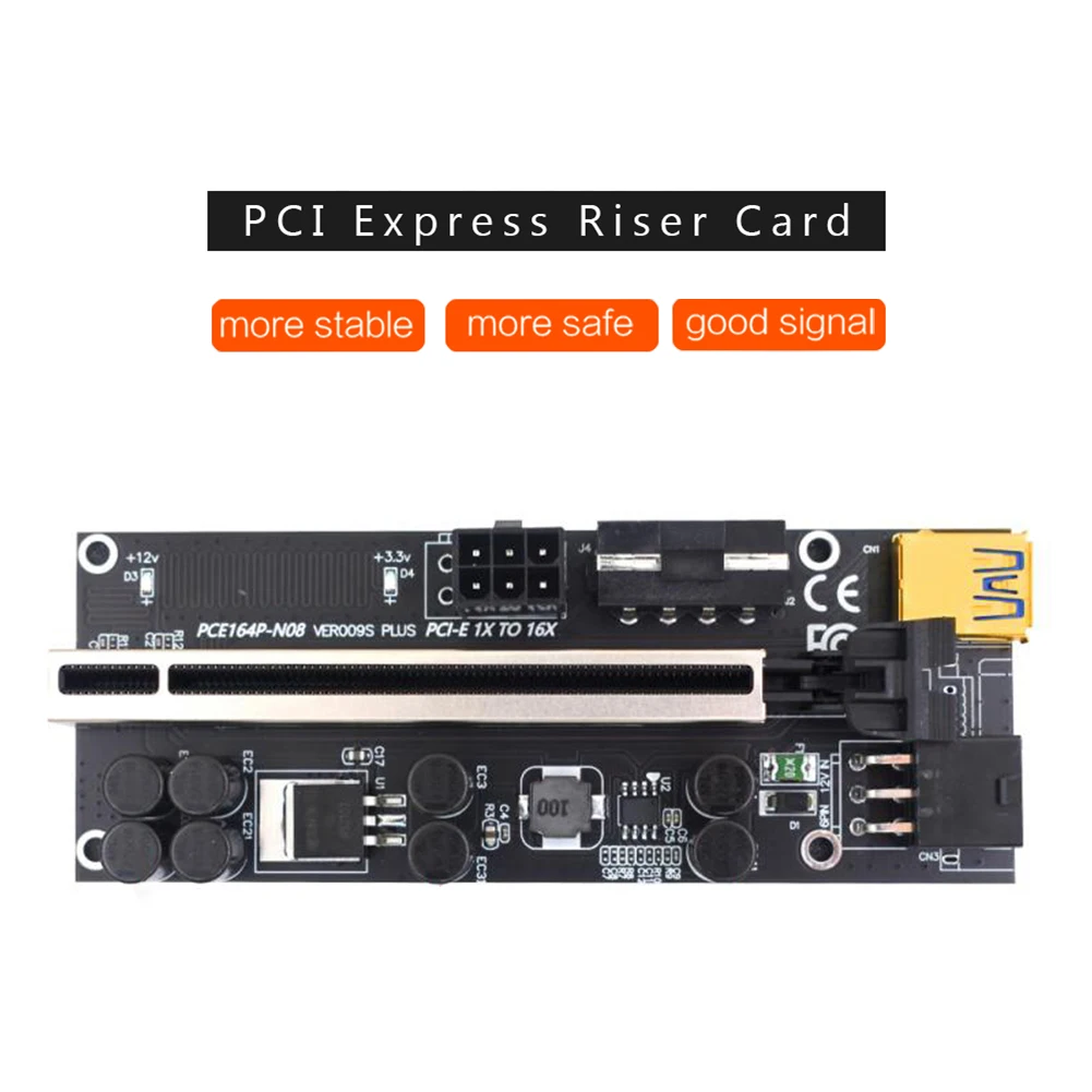 VER009 USB 3 0 PCI-E Riser VER 009S PLUS Express 1X 4x 8x 16x расширитель pcie Adapter Card SATA 15 pin to 6 Power New |