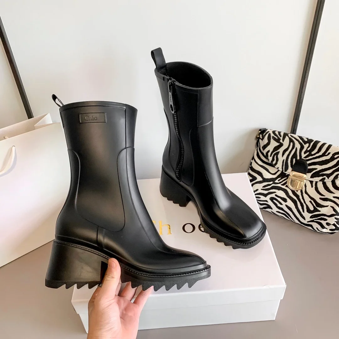 

Женские ботинки с квадратным носком, ботильоны на платформе и массивном каблуке, Нескользящие ботинки, полуботинки мартинсы средней длины, ...