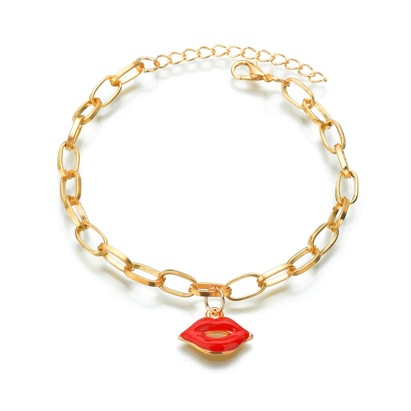 Романтические губы Любовь Сердце Шарм Браслеты для женщин золотой цвет Bileklik