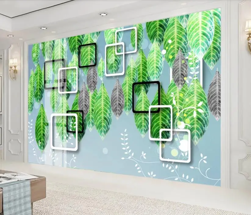 3D-обои на заказ с листьями настенные бумаги геометрическими линиями домашний