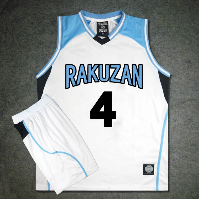 

JP Anime Kuroko No Basuke Basket School NO 4 RAKUZAN Basketball Uniform Jersey T Shirt Top Sportswear Halloween Cosplay Costume