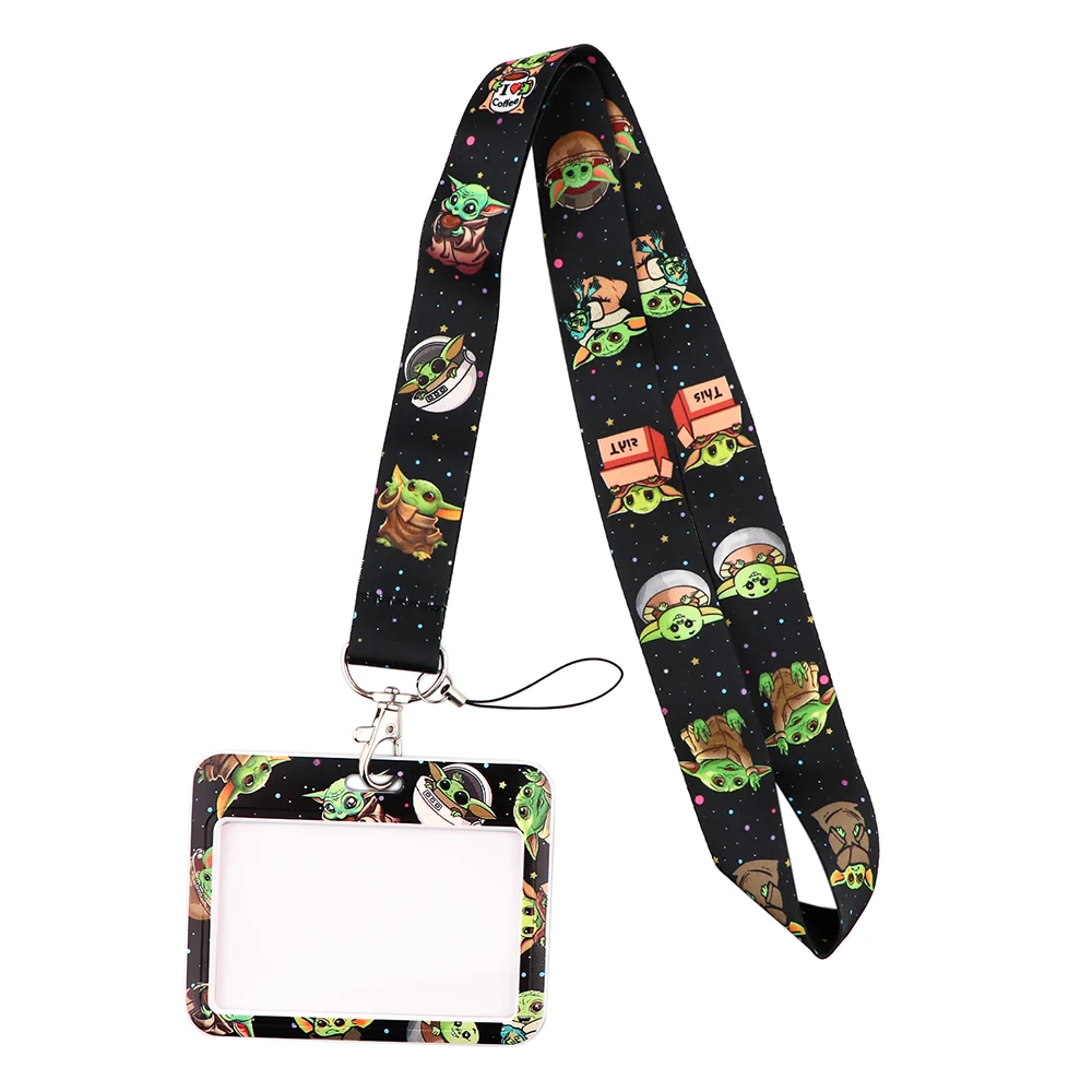 cb1023 cute alien women lanyard card holder student hanging neck phone lanyard badge subway access card holder accessories free global shipping