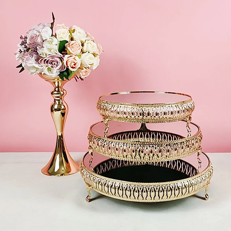 Металлическая подставка для торта с золотыми кристаллами современные подставки