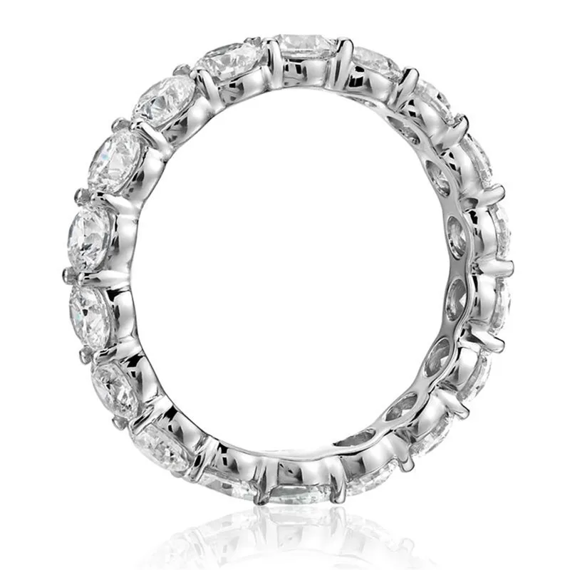 AINUOSHI 925 пробы серебряное круглое кольцо с полной вечностью обручальное кольцо юбилейное кольцо для женщин ювелирные изделия