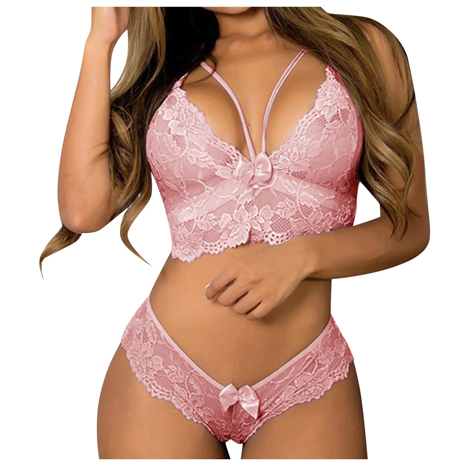 

Underwear Women Set Plus Size Corset Lace Floral Bralette Bra Two Pieces Erotico Feminino Erotique Linguerie Ouverte Sleepwear