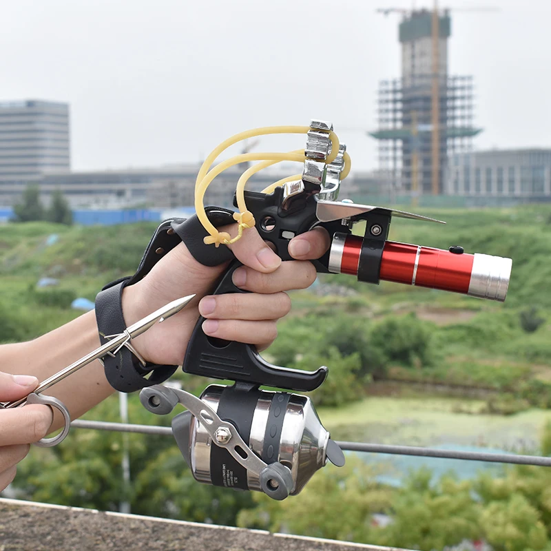 

Профессиональная Рогатка для рыбалки Высокоточный металлический материал быстрые рогатки спортивная игрушка для охоты на открытом воздух...