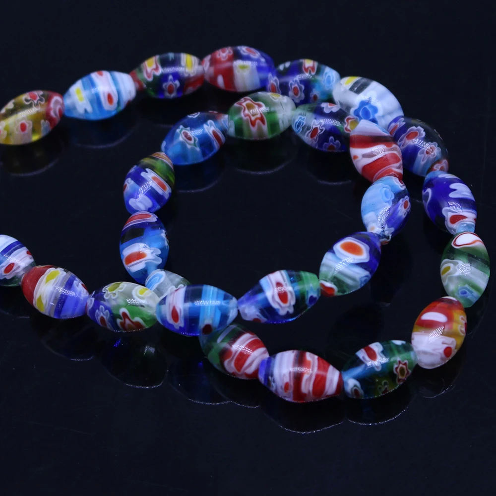 Овальные цветочные узоры milleflower из стекла ручной работы, современные элегантные широкие бусины ручной работы в стиле ретро для самостоятельного изготовления ювелирных изделий 12x7 мм, 30 шт.