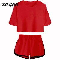 zogaa 2019 summer women fashion solid casual loose tees tops vest female bodybuilding o neck short sleeve sports t shirt 7 color