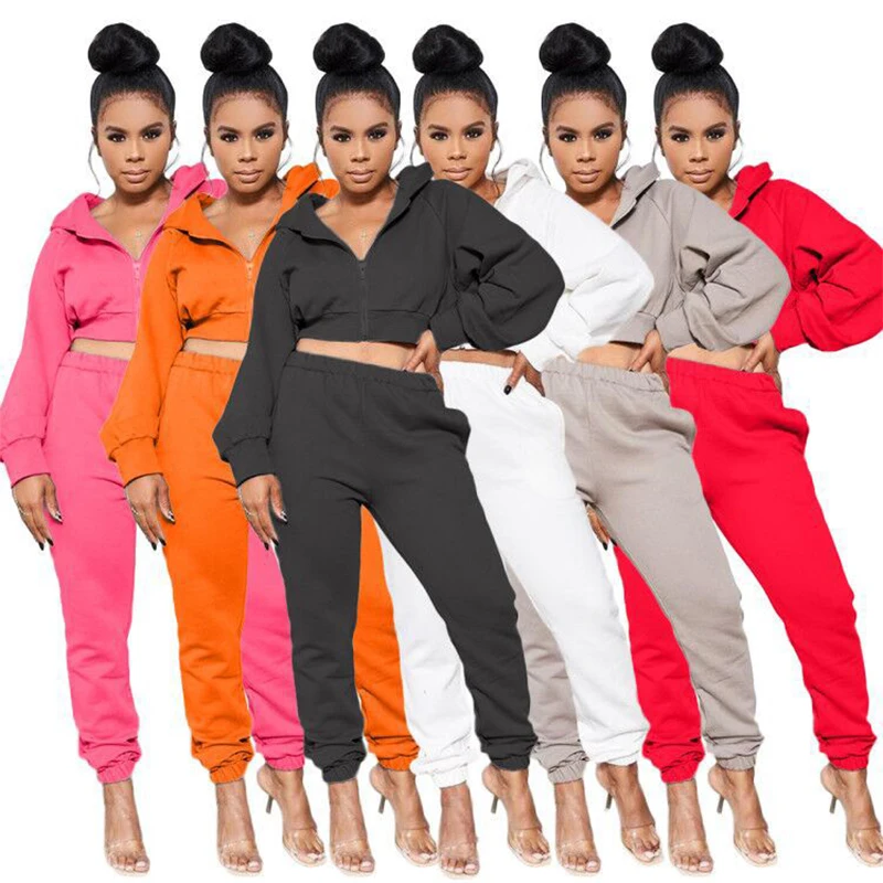 

HAOYUAN Sexy Two Piece Set Jumpsuit Long Sleeve Hoodies Top+pocket Pants Fall Clothing for Women Outfits Matching Set Streetwear