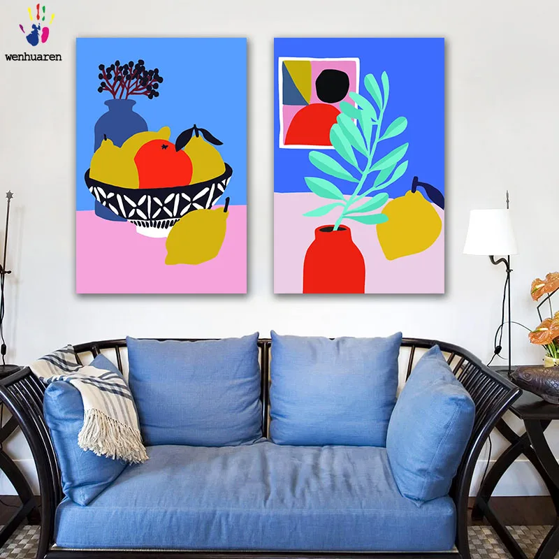 DIY картинки для раскраски по номерам с цветами натюрморт фруктовая иллюстрация