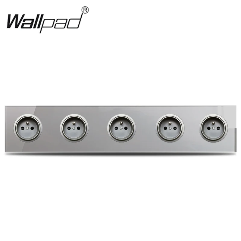 Wallpad L6 Quintuple 5 способов Французский разъем розетка для розетки серая панель из