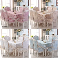 linen table cloth set european style increase non slip chair cover high end luxury lace tablecloth home wedding dining table set