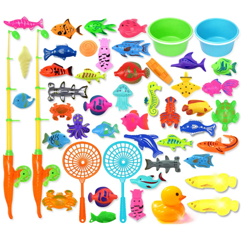 

Children Boy girl fishing toy set suit magnetic play water baby toys fish square hot gift for kids Free Shipping GYH