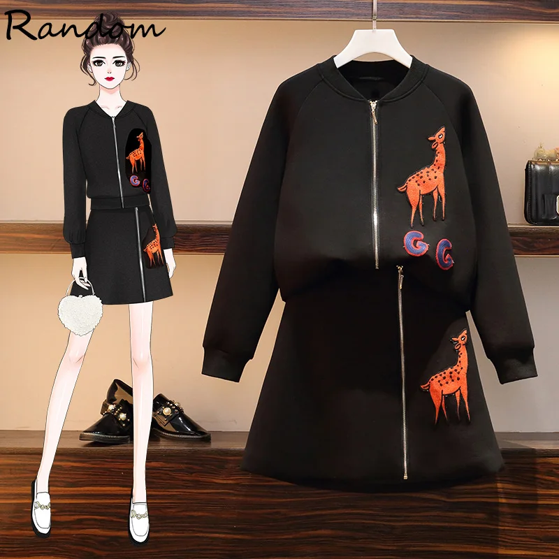 Женский спортивный костюм с вышивкой комплект из двух предметов: кофта оленем и