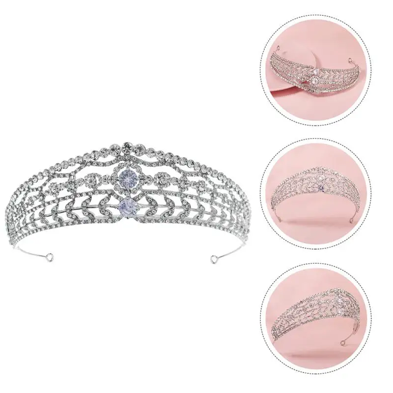 

1pc Shiny Delicate Eye-catching Female Headdress Party Headdress Retro Crown Headwear Female Tiara for Wedding