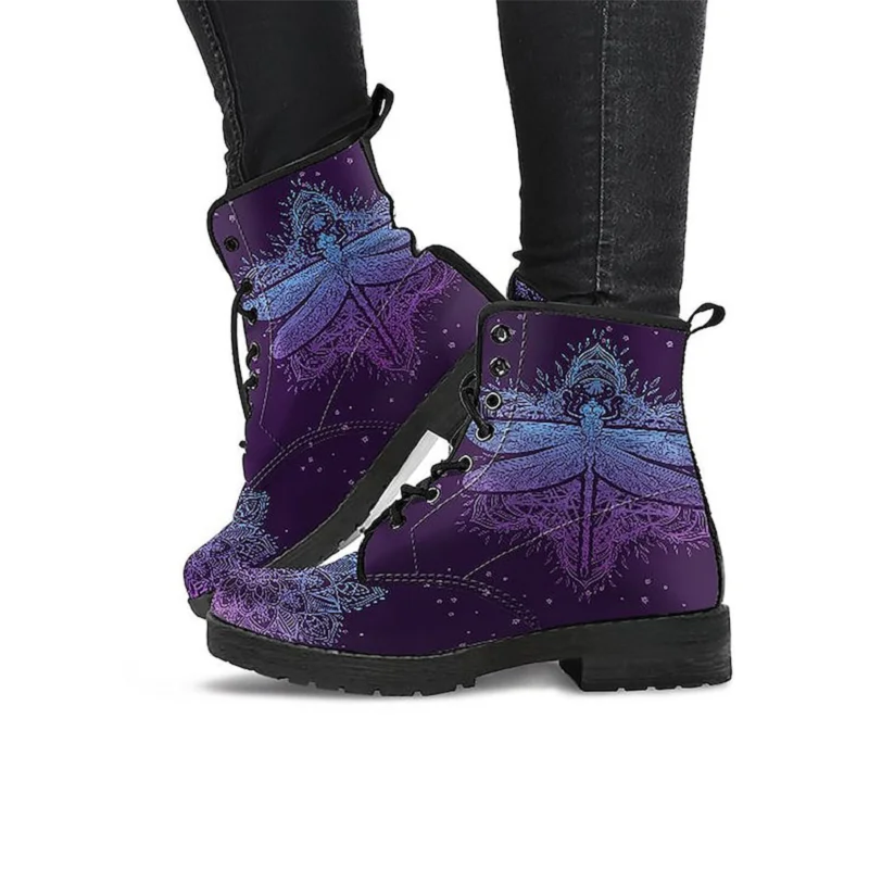 

Autumn/Winter Women's 2021 British fashion work boots Skeleton and Floral print high top Women's Large Size Martin boots 43