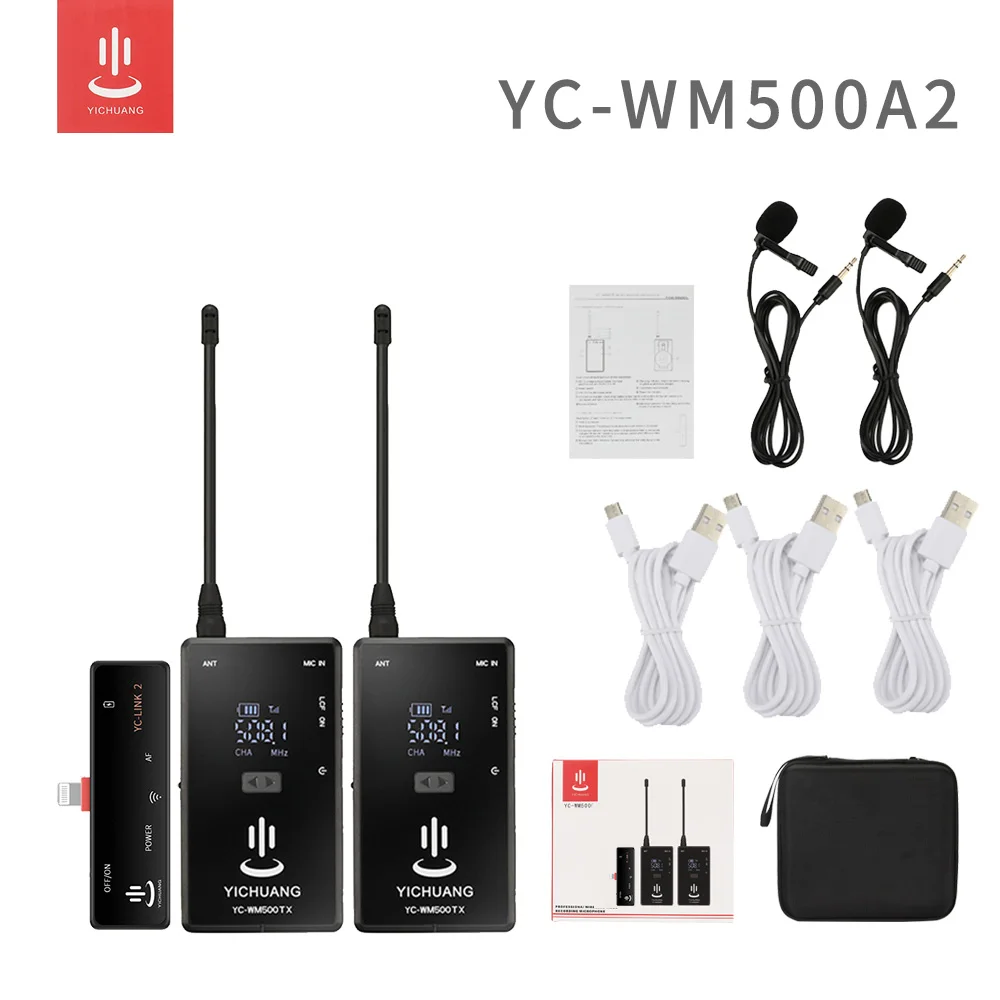 YC WM500A2 20 канальный UHF Беспроводной петличный микрофон видео Системы с