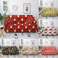 christmas stretch sofa cover elastic couch cover case for corner sectional sofa l shape santa claus printed protector cover