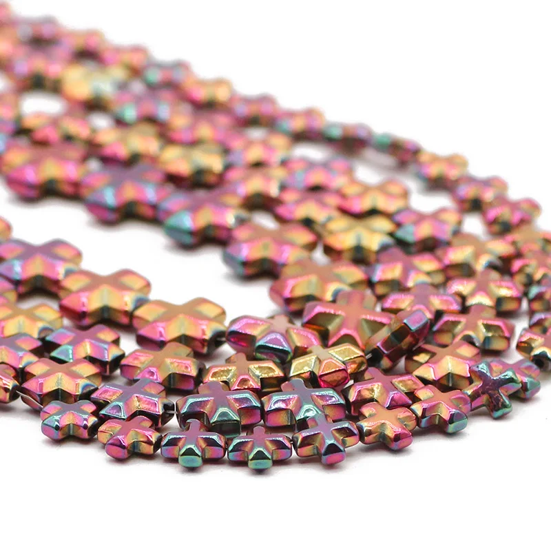 

Cross Jesus Rose Red Hematite Natural Stone Spacer Loose Beads For Jewelry Making Handmade DIY Bracelets Accessories 6/8/10MM