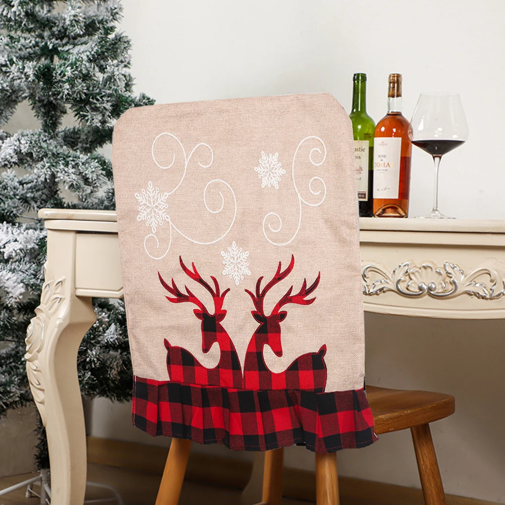 

Искусственный Декор Santa Elk, обеденный стул, наборы рождественских кепок, обеденный стол, нетканые чехлы на спинку стула для украшения дома