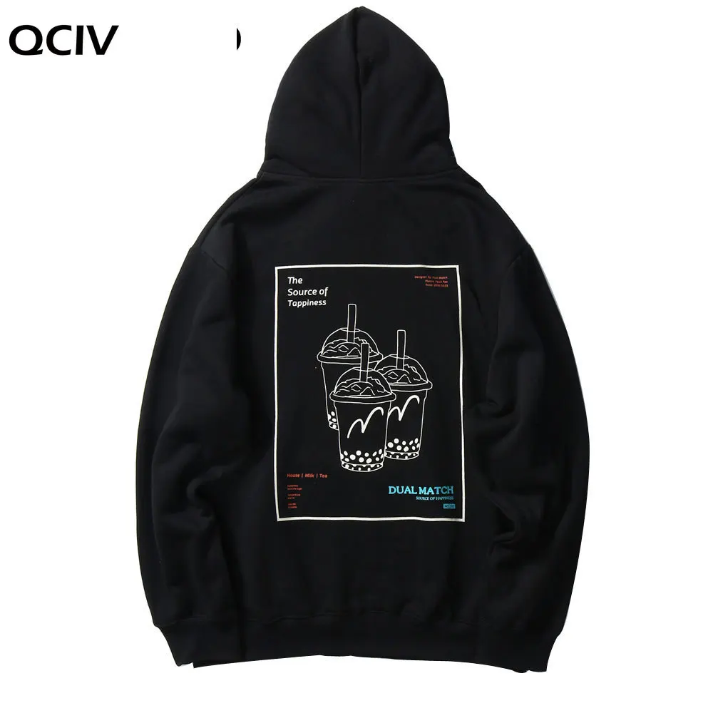 Свитшот мужской с капюшоном уличная одежда забавным молочным чаем и принтом
