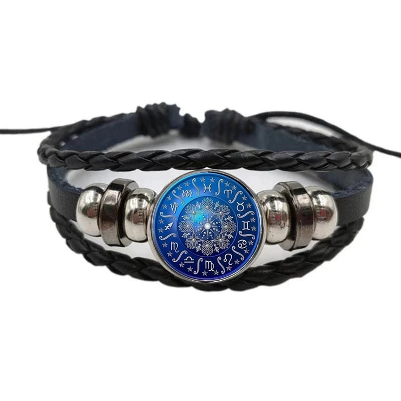 

Beautiful Mysterious Blue 12 Constellation Bracelet Compass Gift Send Friend Gift Picture Customized Glass Bracelet