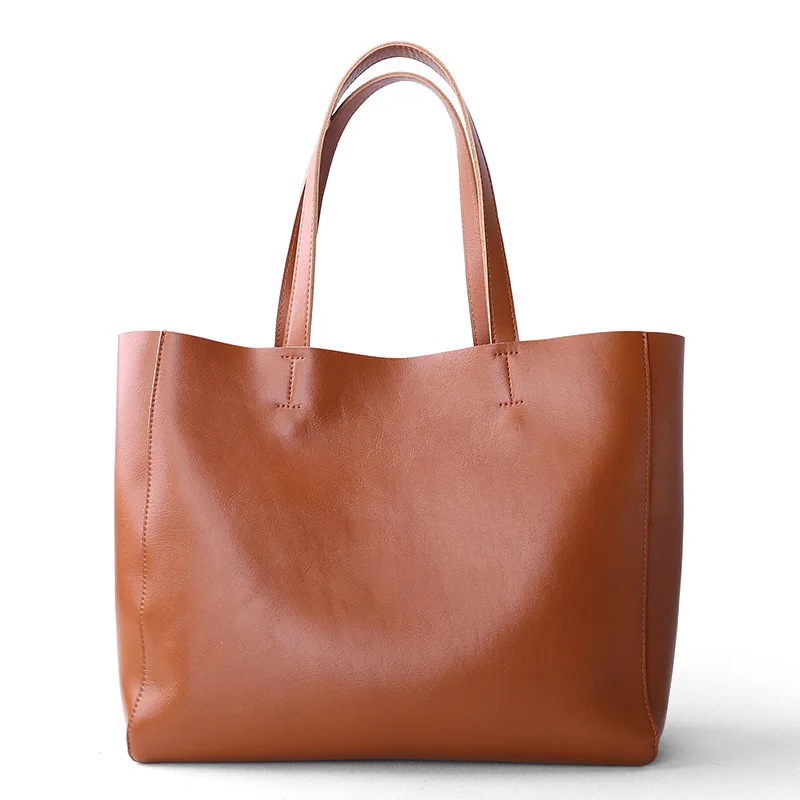 

2020 popular women's bag leather big bag tote bag shoulder bag top layer leather hand-held women's bag manuf