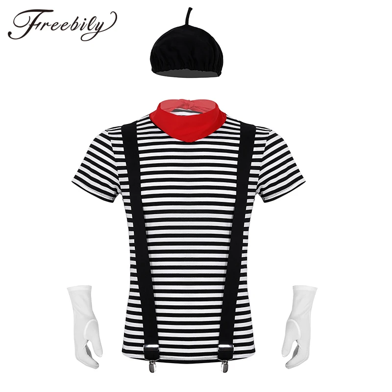 Мужской взрослый французский МИМ артист маскарадный костюм наряд для косплея на