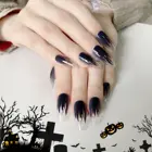 24 шт., накладные ногти со съемным миндальным узором на Хэллоуин, средней длины, накладные ногти с полным покрытием, накладные ногти, инструмент для маникюра