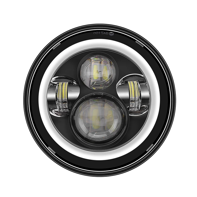 

ASEND for wrangler lamp led headlight 7inch round offroad 12v H4 headlights for Jeep accessories front head lamp with Halo