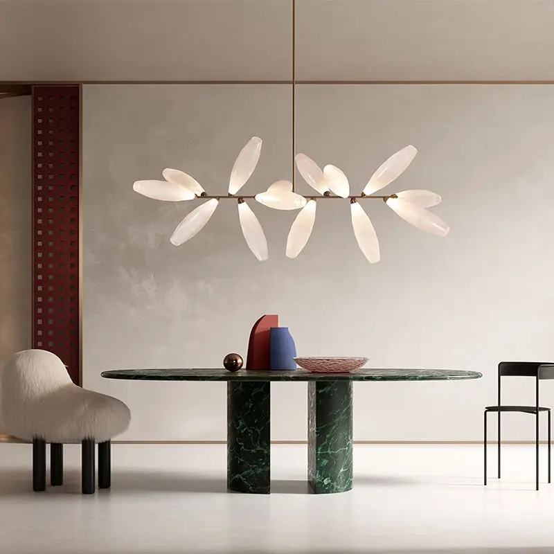 

New Italian grape glass living room lamp designer creative personality bedroom study exhibition hall white chandelier