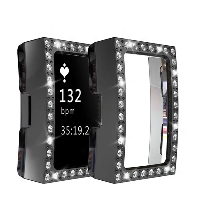 Black-Blingbling Чехол для смарт часов для Fitbit Charge 2 Полная защита ТПУ чехол для Fitbit Charge 2 Защита экрана для браслета Fitbit Charge 2 - Цвет: Black-Blingbling