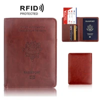 rfid blocking france passport cover bag leather fashion travel gallo french passport holder case wallet for men women