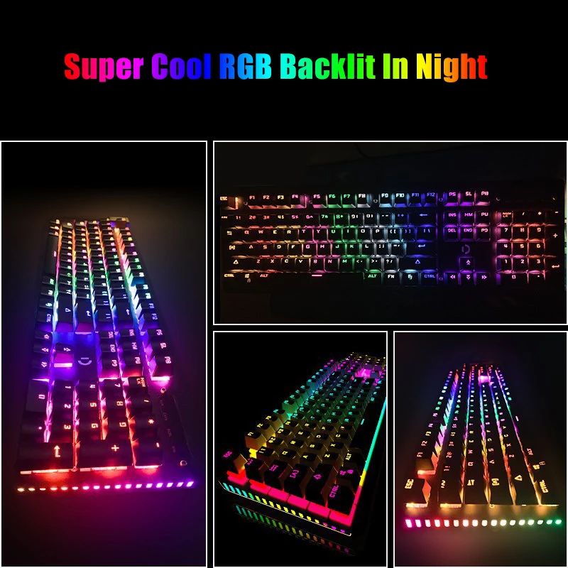 

Mechanical Keyboards Blue Switch 104 Keycaps Gaming Keyboard RGB Backlit Computer Gamer Keyboard for PC Laptop Tablet teclado