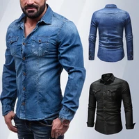 new style denim shirt mens long sleeved high quality printed mens shirt cotton breathable denim shirt casual shirt