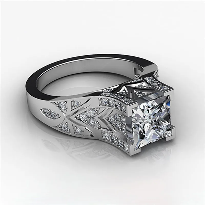 

Модное и популярное женское белое кольцо Принцесса обручальное кольцо Размер 6-10
