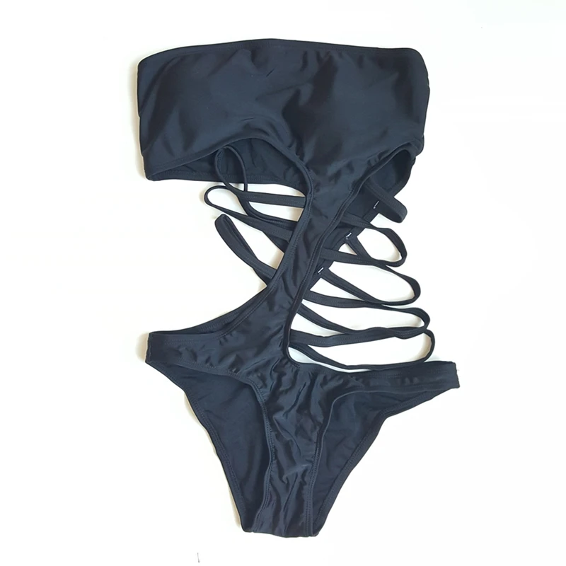 2021 очень паутина сексуальный черный цельный купальник бандажный Монокини