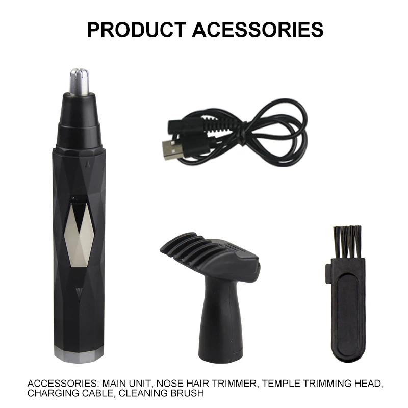 Электрический триммер для волос в ушах и носу 2 1 USB зарядка моющийся бровей
