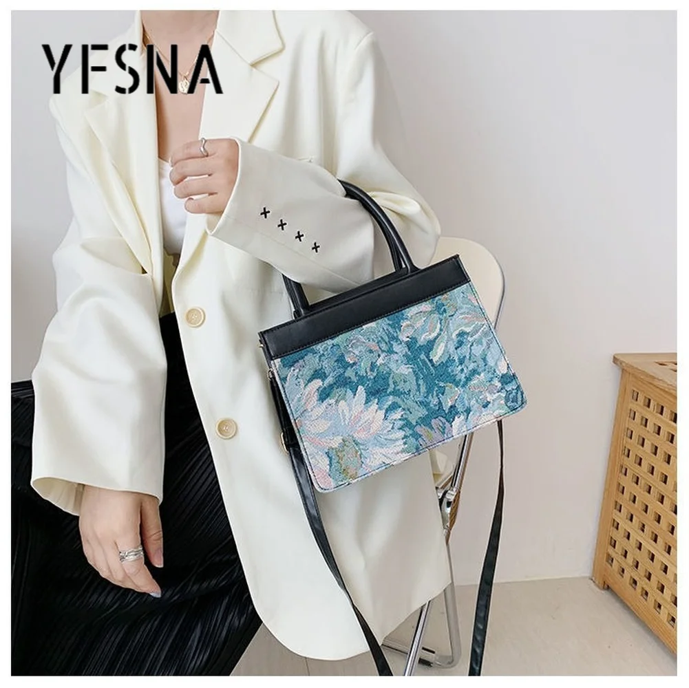 

Женские сумки 2021, модная дизайнерская сумка, ручная роспись, картина маслом, холщовая маленькая квадратная сумка, сумки через плечо