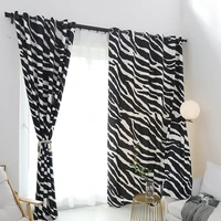fashion black and white striped zebra pattern window curtains for living room lush decor simple modern cartoon leopard curtains
